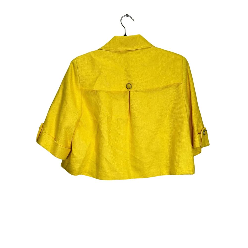 VTG 90s Nygard Collection Petites Women's Linen Blend Yellow Blazer Jacket sz 12 - Picture 2 of 6